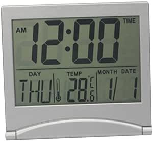 WATIIFUFU Digital Clock LCD Alarm Clock Mirror Clock Mirror Alarm Ultra Thin Travel Belt