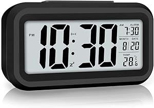 Lesipee Digital Alarm Clock for Bedroom Battery Operated, Desk Clock Back to School Digital Clock with Smart Night Light 12/24H Display Snooze Function for Heavy Sleepers Kids Travel