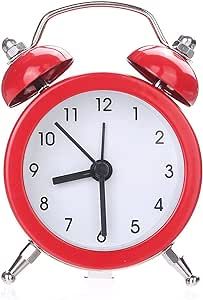 AOKLEY Alarm Clock Bedroom Twin Bell Silent Alloy Metal Alarm Clock Children Room Mini Alarm Clock Home Portable Office Alarm Clock Table Clock Bedside Clock (Color : D)