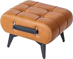 Purgreen Small Footstool Ottoman - Stylish and Functional Faux Leather Footrest for Extra Seating in Living Room, Entryway, or Office