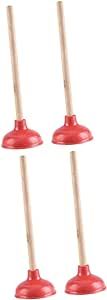 LALAFINA 4 Pcs toilet toilet dredge plumbing tools cleaning tools household cleaner toilet sucker potty plunger sink Wooden Clogging Solver Toilet Suction Stick Home Toilet Suction Cup skin