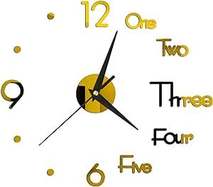 Mute Frameless Large Wall Clock 268D Sticke,Mini Home Wall Clock 3D DIY Acrylic Mirror Stickers Self Adhesive For Home Decoration Living Room Quartz Needle Hanging Watch (Color : A Red, Sheet Size : 4