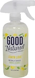 Good Natured Brand All-Purpose Biodegradable Multi-Surface Cleaner | Natural Fresh Scent | Multipurpose Cleaning Spray For Floor, Kitchen Counter, Walls & Toilet | Lemon Love | 16oz