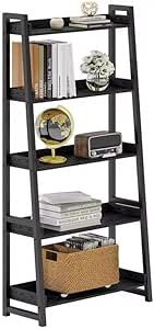 IRONCK Industrial Bookshelf 5-Tier 31.5in Wide, Bookcase Ladder Shelf, Storage Shelves Rack Shelf Unit, Accent Furniture Metal Frame, Home Office Furniture for Bathroom, Living Room