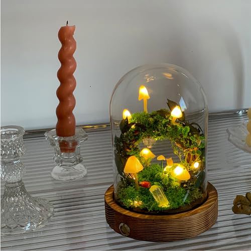 Handmade Mushroom Night Light Cute Totoro & Mushroom Fairy Lamp with Crystal Magic Mushroom Lamp For Home Decor Birthday Christmas Gifts