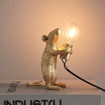 COZYMATIC Mouse Shape Table Lamp, Desk Lamp, Night Lamp, Small Lamp, Resin Home Decor for Living Room, Bedroom, Kids Room