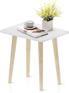 MIRROTOWEL Side Table, Small Table, Modern Home Decor Bedside Table for Living Room Bedroom Balcony Office,Easy to Assemble(White)