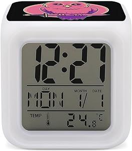 Owl Sunset Sword Color Changing LED Digital Alarm Clock Bedside Clock for Home Office