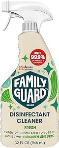 Family Guard Brand Disinfectant Spray Trigger & Multi Surface Cleaner, Antibacterial Spray, Expertly Formulated for Use In Homes with Children & Pets, Fresh Scent, 32 oz (Pack of 1)