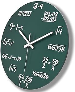 Math Clock with Mathematical Expressions for Classroom Office Home Decor,Wooden Math Wall Clock for Teachers Student Engineer,12 Inch Green