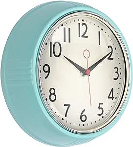 Yoiolclc Retro Wall Clock, 10 Inch Vintage Design, Silent Non-Ticking Battery Operated Clock (Teal)