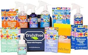Truly Free Bathroom Cleaning Bundle, Natural, No Chemical Cleaners For everything In Your Bathroom, Kitchen, and Home (All-In-One Bathroom Cleaning Bundle (7 Products))