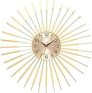 Modern Large Wall Clock with Round Shape Decor Mute Quartz Clock Living Room Clock Bedroom Gold 3D Art Decorative Home Clock Gold