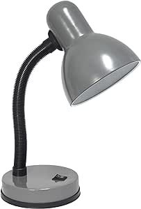 Simple Designs LD1003-GRY Basic Metal Flexible Hose Neck Desk Lamp, Gray 6.1 x 4.9 x 13.85