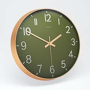 Whiteleopards Olive Green 12 inch Wall Clocks Battery Operated Silent Non Ticking Modern Wall Clock for Living Room Bedroom Kitchen Office Classroom Decor