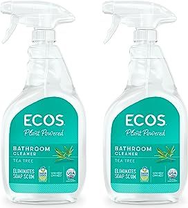 ECOS Bathroom Cleaner - Shower, Tile & Bathtub - All Purpose Cleaning Spray & Shower Cleaner - No Scrub or Rinse Needed for Soap Scum Remover- Natural Bathroom Cleaning Supplies ( Pack of 2 )