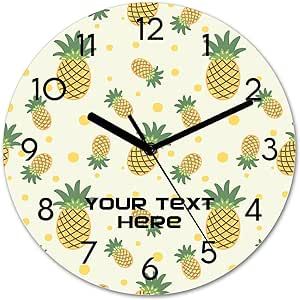 Pineapples Custom Round Wall Clock Easy to Read Personalized Analog Rustic Clocks Battery Operated Silent Non Ticking Novelty Kitchen Living Room Bedroom Office School Gym Room Decor 11.6"
