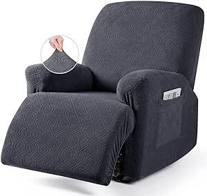 VANSOFY Recliner Chair Covers, 3-Pieces Stretch Recliner Covers for Recliner Chair Soft Reclining Chair Slipcover Furniture Protector for Dogs Cats(Charcoal Gray)