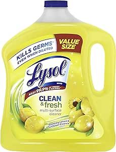 Lysol Multi-Surface Cleaner, Sanitizing and Disinfecting Pour, to Clean and Deodorize, Sparkling Lemon and Sunflower Essence, 90 Fl Oz