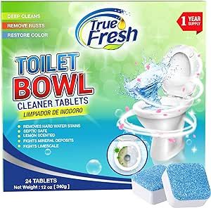True Fresh Toilet bowl cleaner tablets 24 Pack, 1 year supply of cleaning and Deodorizing your toilet